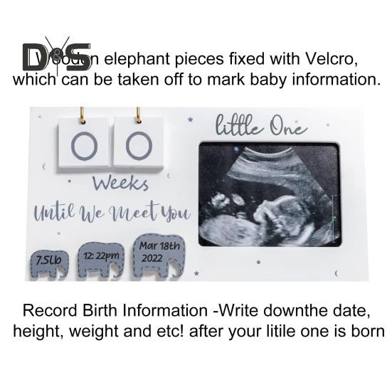 Baby-Sonogramm-Bilderrahmen, Ultraschall-Fotorahmen aus Holz mit Countdown-Wochen, Schwangerschafts-Meilenstein-Tracker-Rahmen, Geschenk zur Bekanntgabe des Geschlechts für schwangere Frauen