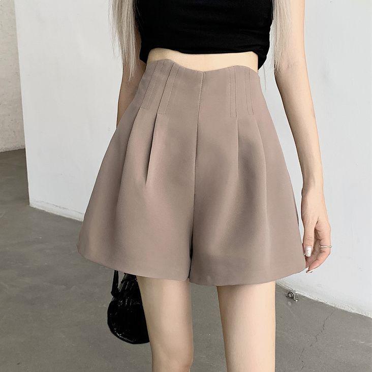 

2026 Plus Size Black High-Waisted Wide-Leg Slimming Tulip A-Line Casual Shorts for Women XS (Recommend 35-43 kg) хаки