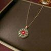 Titanium Steel Color Zirconia Eye Rotating Necklace & Ring Set for Women