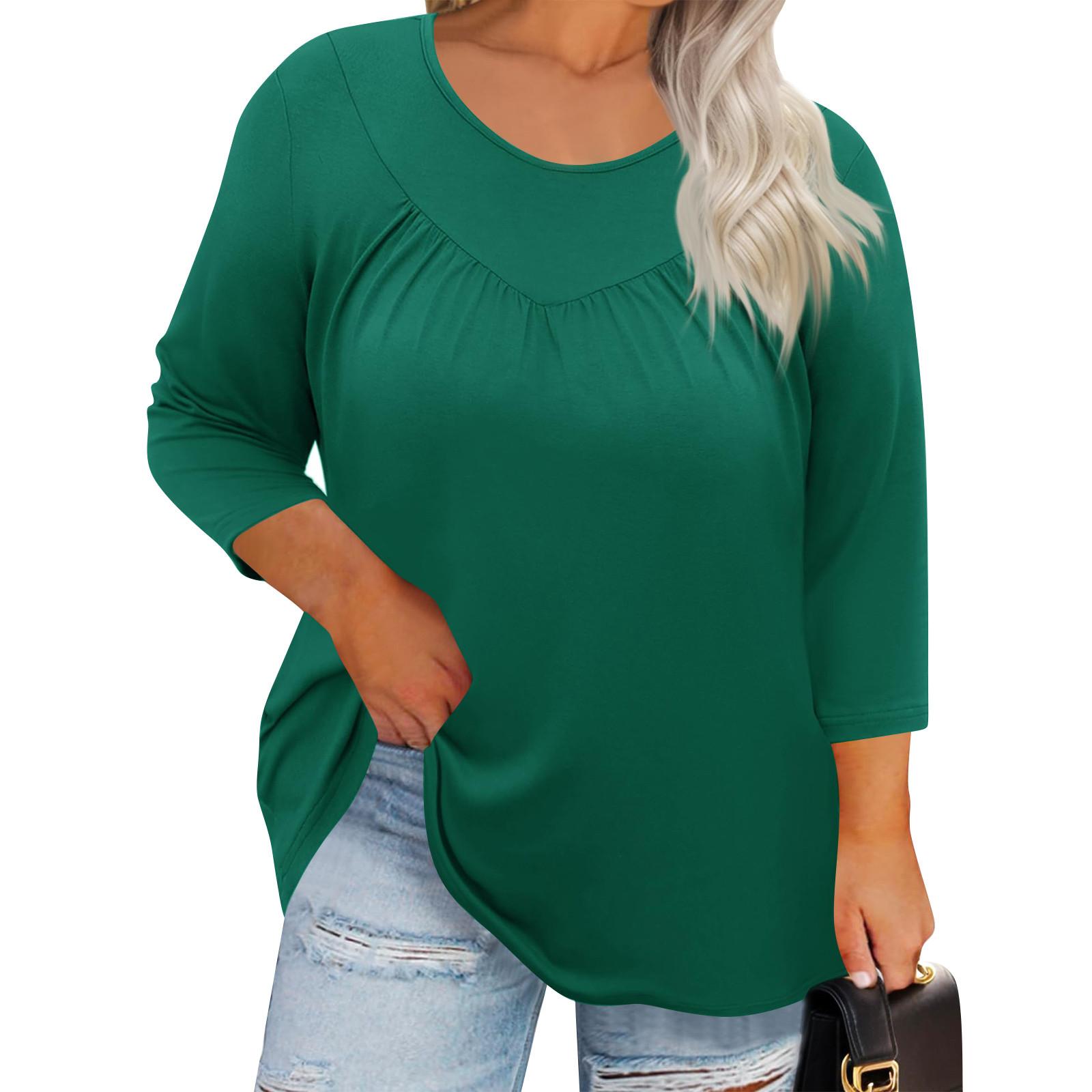 

Женские летние топы, повседневные, с оборками, коротким рукавом, круглым вырезом, свободные, плиссированные футболки S розовый