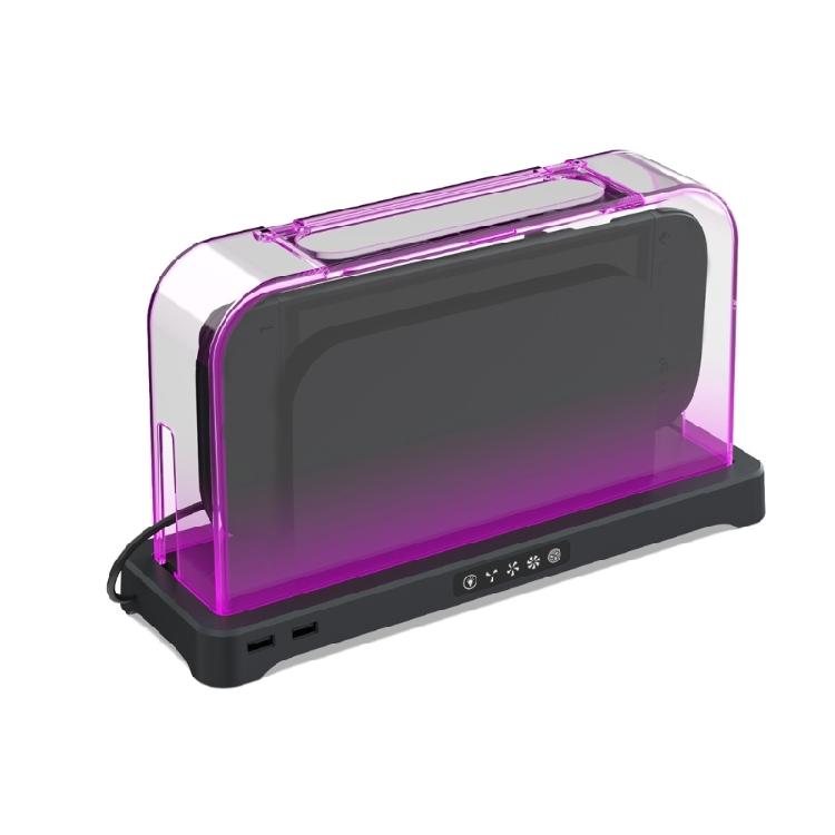 Supporto con Protezione Antipolvere per Console, Base Ventola di Raffreddamento, Strisce Luminose Colorate, Dock di Archiviazione in ABS e Acrilico, Facile da Trasportare per Console 2/1/Display