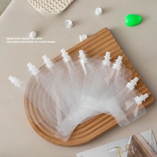 WOHANMU 100-Piece Spout Pouch, Clear Storage Container with Spout, for Drinks, Juice, 100ml, 150ml, 200ml, 250ml, Drink Bags, Plastic Bags, Packs, Con