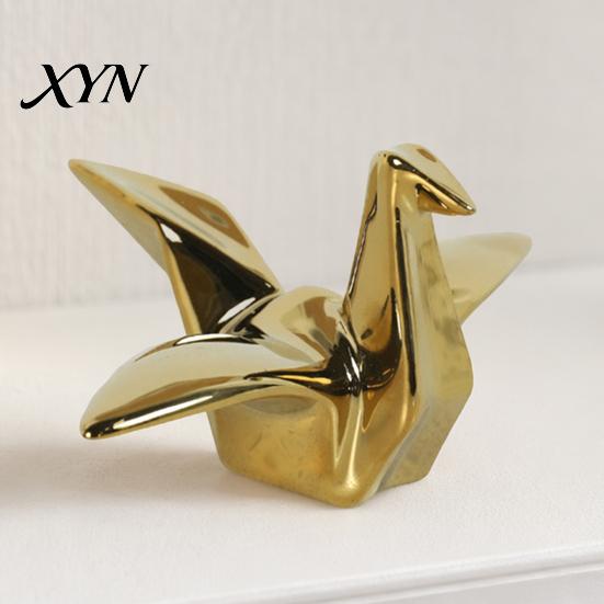 Décor Oiseau Origami Grues Géométriques Figurine, Sculpture Moderne, Accent Décoratif Minimaliste pour Étagère, Sculpture Créative Nordique pour Bureau Bibliothèque
