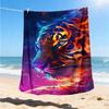 1pc Tiger Art Print Outdoor Blanket, Lightweight Polyester,