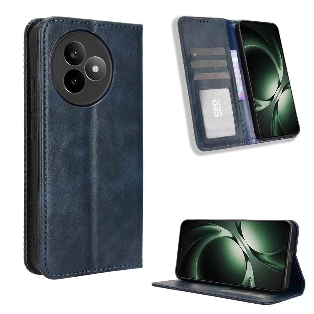 

For Xiaomi Redmi K80 Ultra 5G Leather Case Wallet Stand Retro Texture Phone Cover Blue