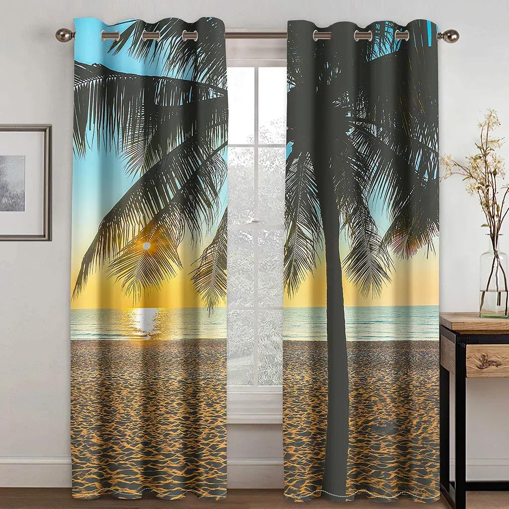 Planta Tropical Deverano2 Piezas, Envío Gratis Shower Curtain  Living Room Curtains Set Blackout Curtains Drapes In Living Room