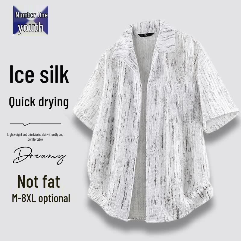 Men s Ice Silk Quick Dry Short Sleeve Shirt 2XL
