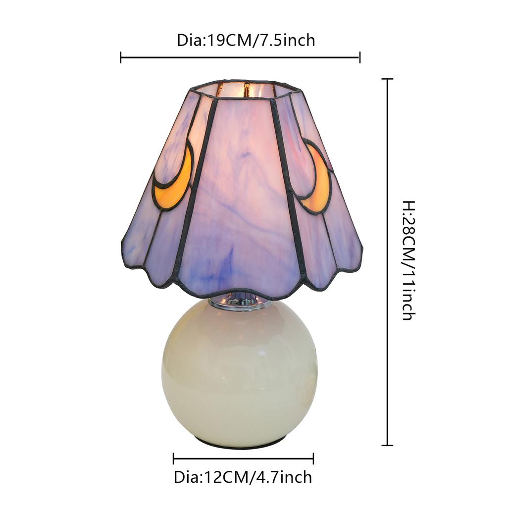 Modern ceramic purple moon stained glass table lamp bedroom simple bedside mushroom lamp, living room study decorative lamp