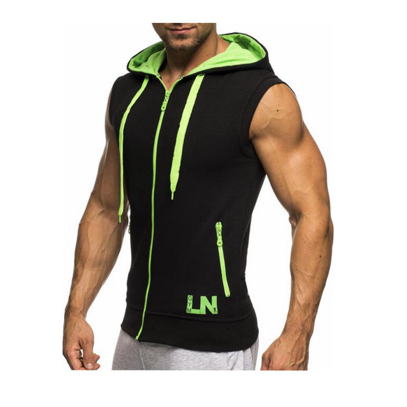 Gilet de sport à capuche sans manches pour hommes, gilet d'entraînement de course en plein air, débardeur de musculation, gilets respirants en coton