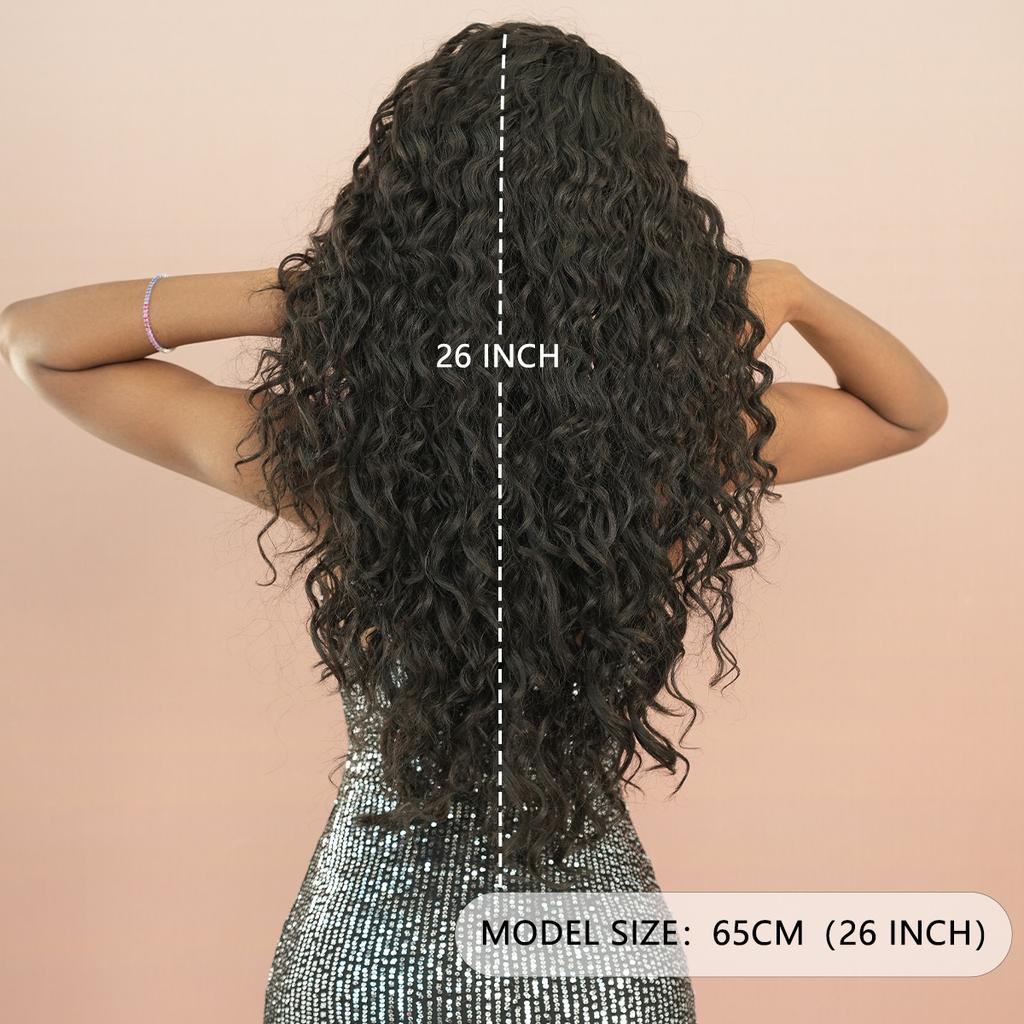 Nová dámská paruka T-part Krajkové paruky Hnědá krajka s velkou vlnou Paruka s krajkou ve střední části Celá pokrývka hlavy Krása dekorace