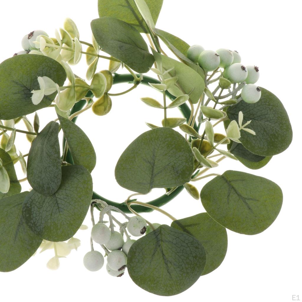 Candle Ring Greenery Rings Eucalyptus Leaves Wreath for Pillar Candle, Garland