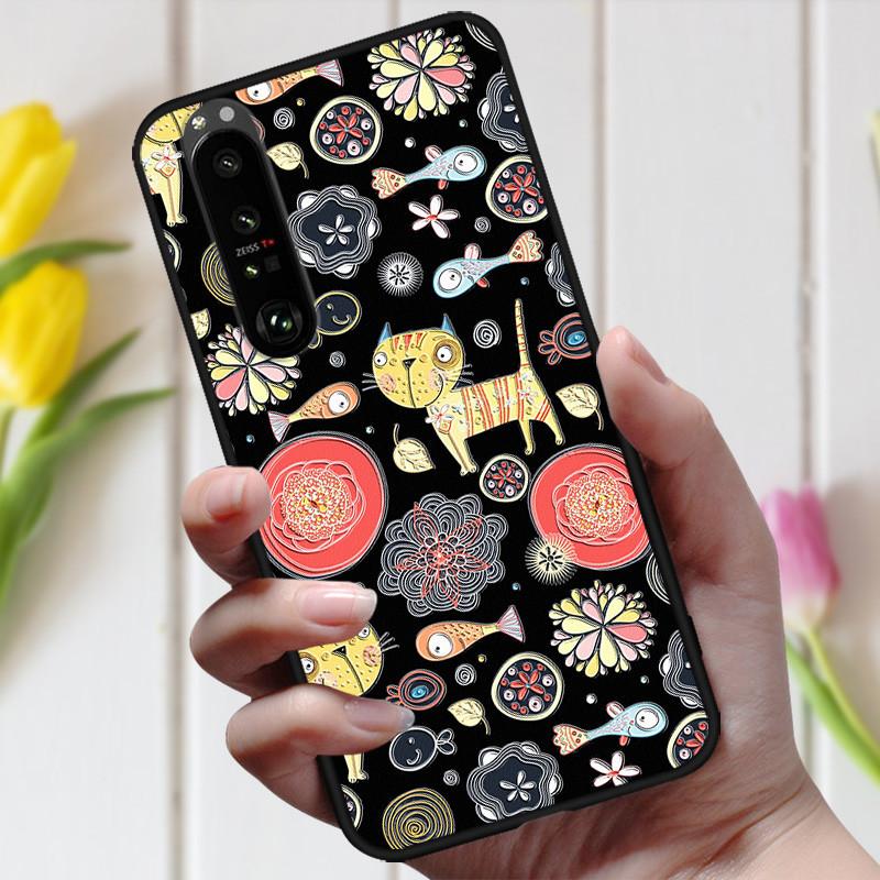3D Emboss Flower Case For Sony Xperia 10 III Cover Cute Relief Case For Sony Xperia 1 III 5 III 10III Phone Case Coque Fashion