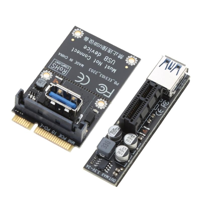 Graphics Cards Connector MINI PCI-E to PCI-E X1 Card Extension Port Adapter Riser Card with 30cm USB 3.0 Cable Durable
