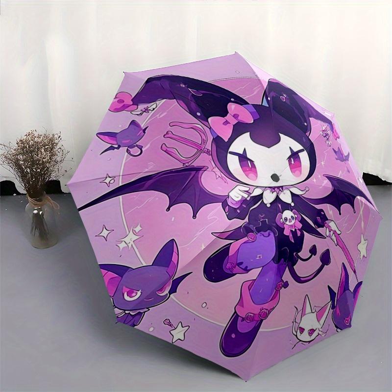 1pc Creative Kuromi Automatic 3-Fold Cartoon Umbrella Design, Cute Cartoon Pattern, Portable Outdoor Umbrella, Perfect, Holiday Gift for Disney fans.V