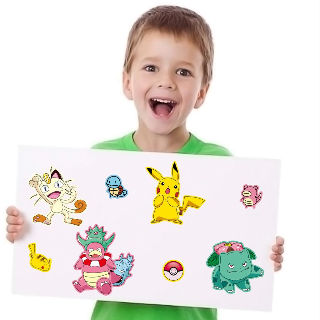 8 Photos/set of Pokémon Face Swap Graffiti Stickers Cartoon Cute Pikachu Make A Face Puzzle Stickers