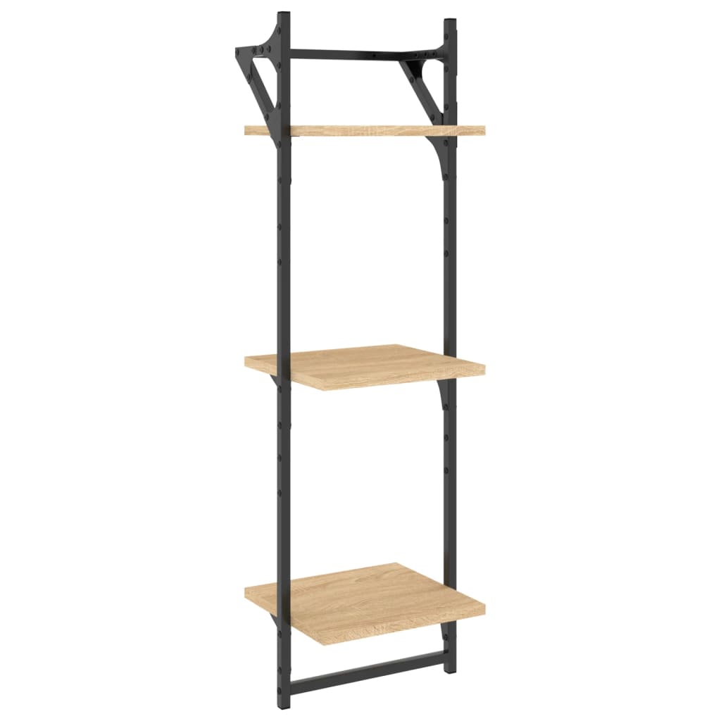 6 Piece Wall Shelf Set with Bars Sonoma Oak Wood Based Material