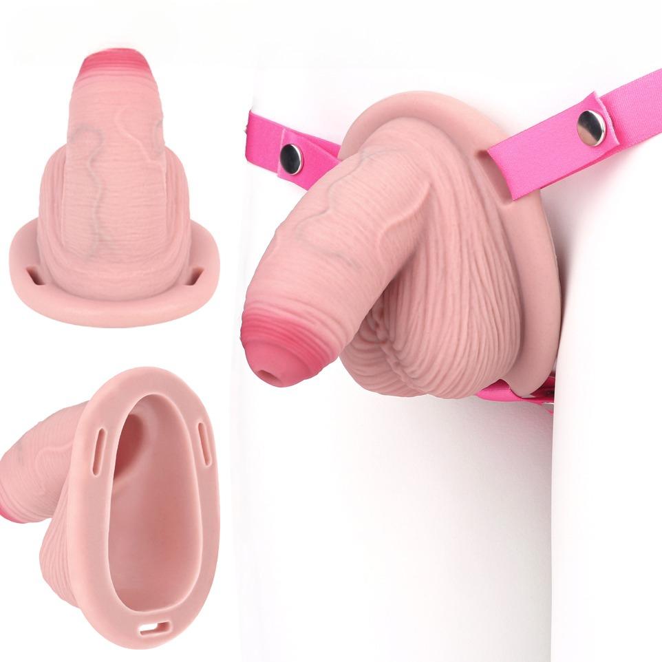 Men’s BDSM Chastity Cage Silicone Penis Cage with Belt Urethral Catheter Sex Toy Femdom