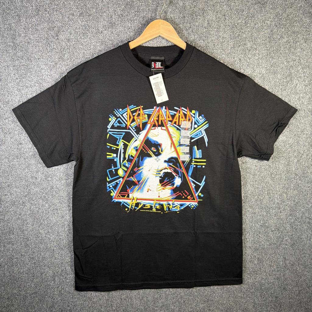 Vintage Def Leppard Shirt Mens Large Black 90s Hysteria Band Tee Rock NWT RARE