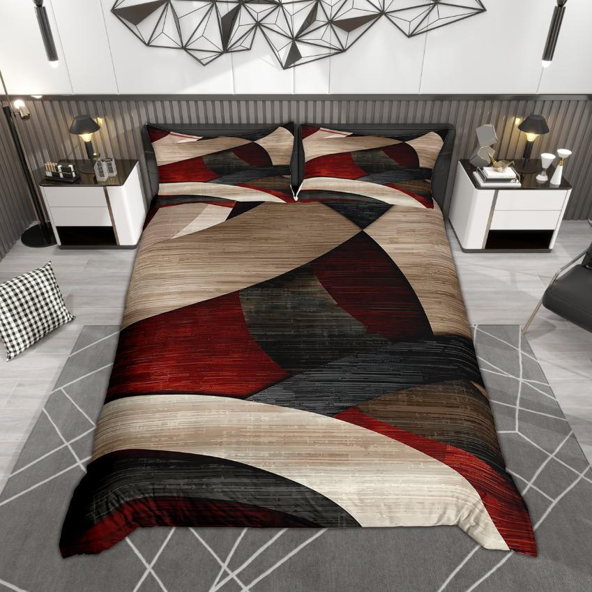 

Homewish Modern Abstract Duvet Cover Set, Vintage Geometric Bedding Set, Retro Ombre Quilt Cover Set DE XS 100x135cm 2pcs&set