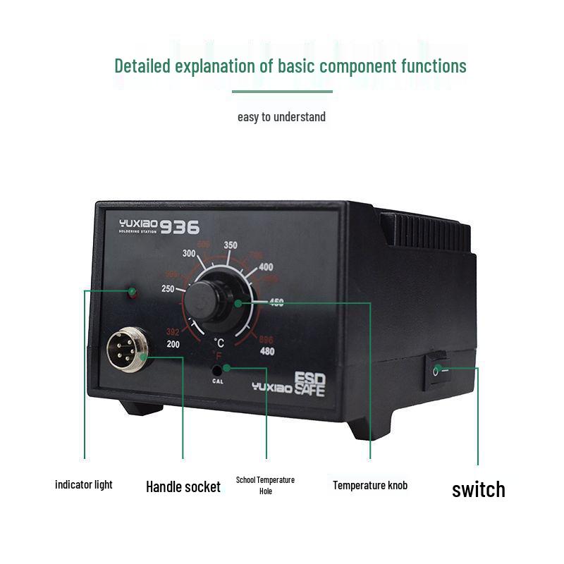 936 Temperature-Controlled 60W Lead-Free Soldering Station - Adjustable Industrial Grade Iron for Household and Repair Welding.