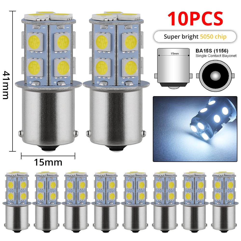 10pcs 1156 1157 Reverse Brake Car Lamps 5050 13SMD Leds Turn Signal Lights Tail Strobe Auto Day Parking Rear Trunk Bulbs DC 12V
