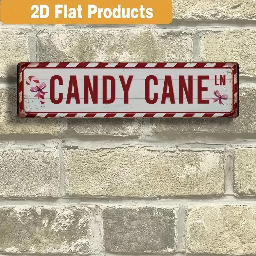 Handmade 2D Candy Cane Sign, Funny Acrylic Rectangle Art, 15.7x3.9in Christmas Wall Farmhouse Decor