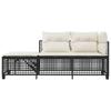 3 Piece Garden Corner Sofa Set with Cushions Black Poly Rattan