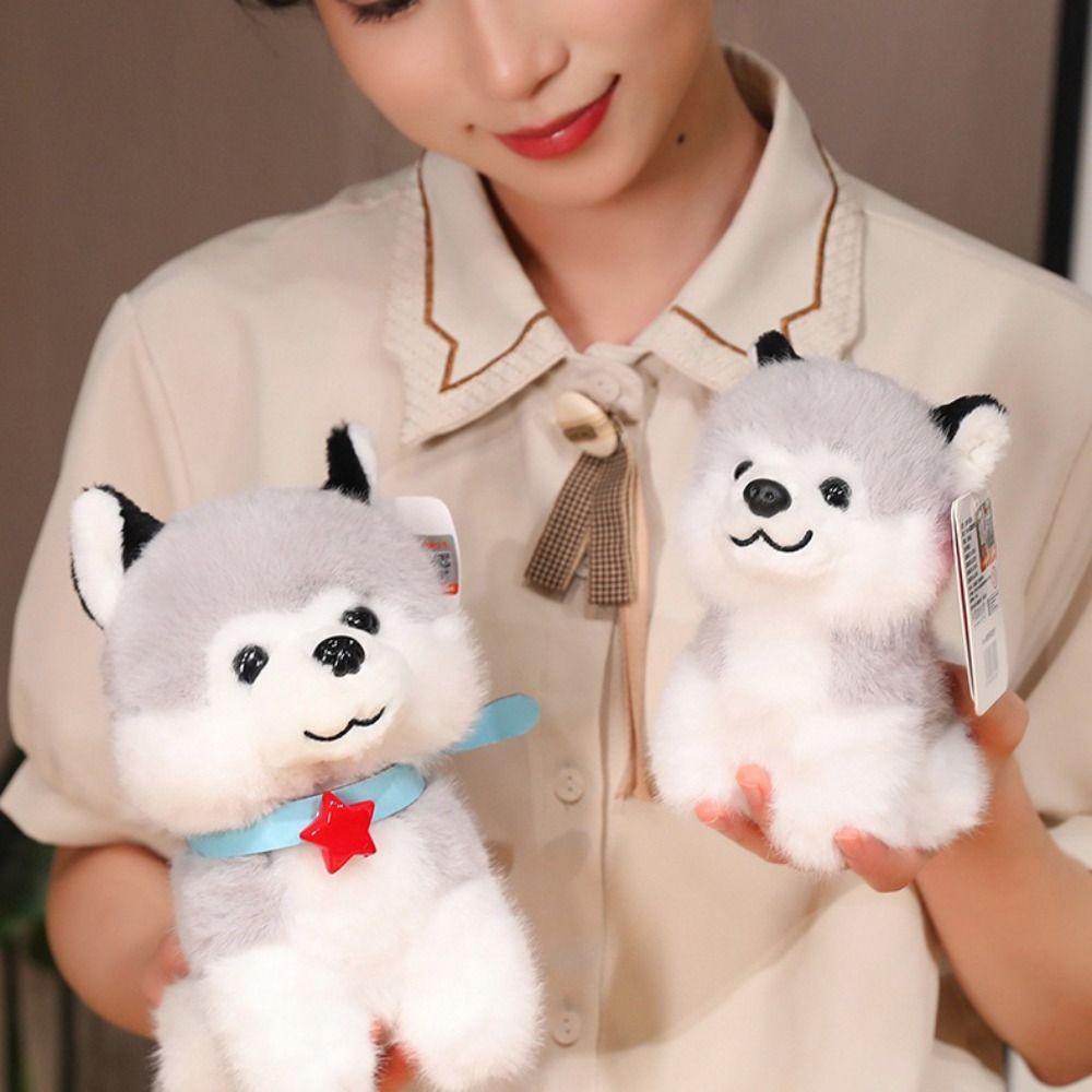 Realistic Husky Dog  Doll Pendants PP Cotton Simulation Dog Poodle Stuffed Doll  Kids Gifts