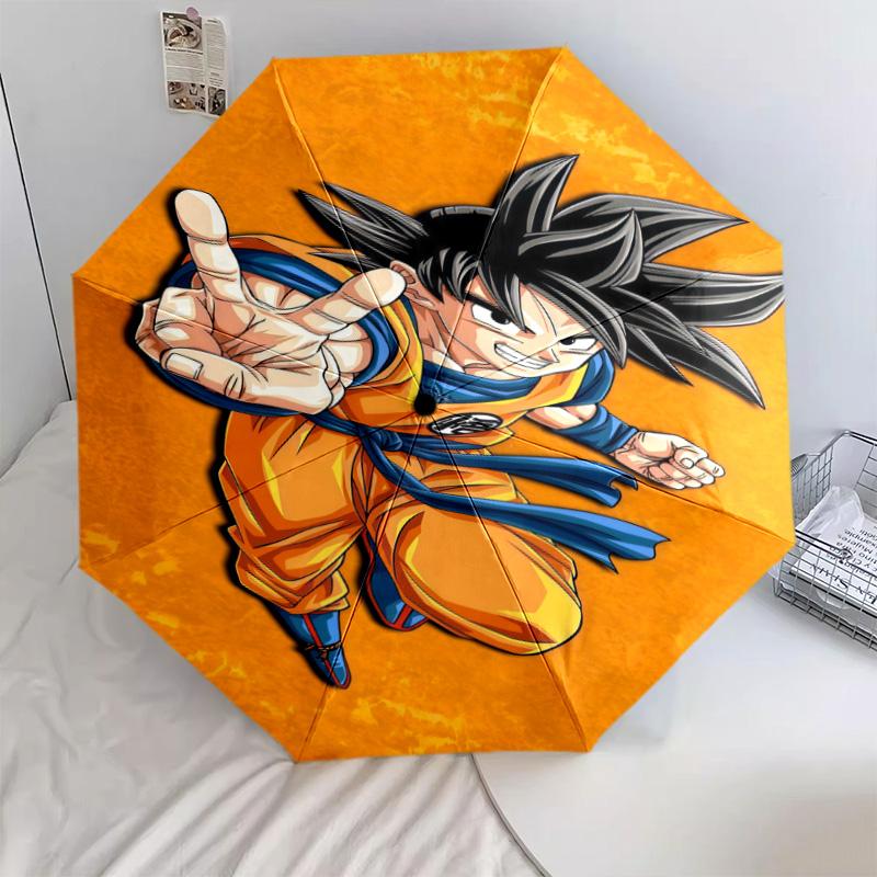 1 PC Automatic Folding Umbrella - Son Goku Pattern Portable Foldable Design With 8 Ribs Christmas Birthday Gifts