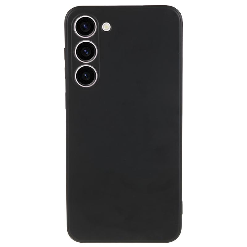 

For Samsung Galaxy S23 TPU Camera Protection Phone Case Soft Fiber Lining Rubberized Back Cover Black