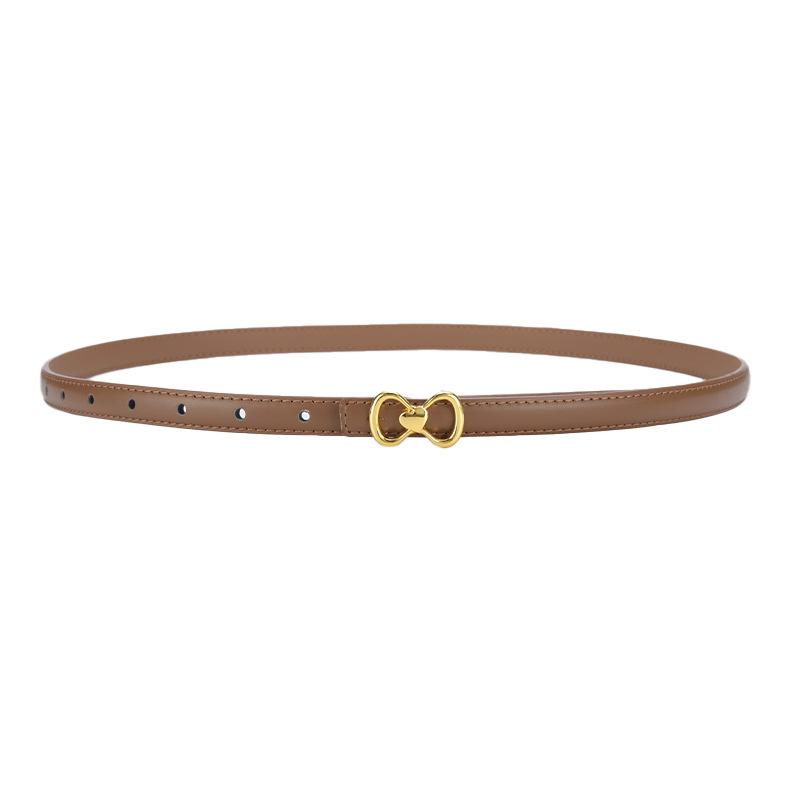 New Genuine Leather Thin Belt Women's Decorative Dress Jeans Fashionable and Versatile Thin Belt Retro Style Trousers