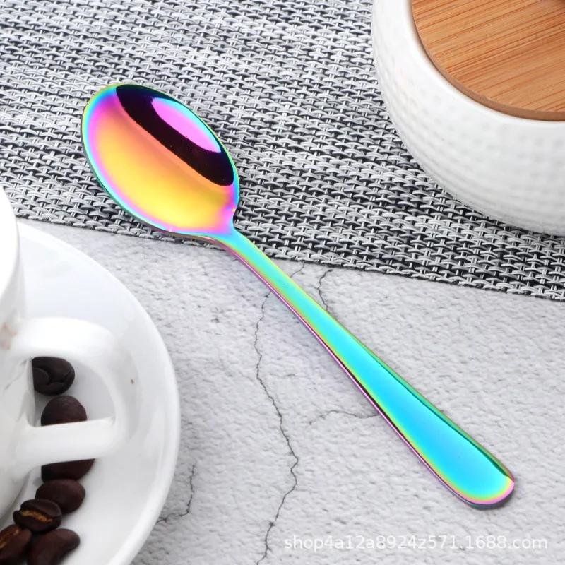 8 Colors Tea Spoons Stainless Steel Coffee Spoon High Quality Dessert Cake Fruit Spoons Gold Small Snack Scoop Dinnerware Tools