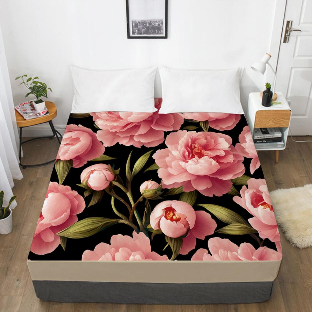 3D Printed Flowers Pattern Bed Sheet Bed Sheet Printing Mattress Cover Bed Sheet Home Textile Bedding Single Piece