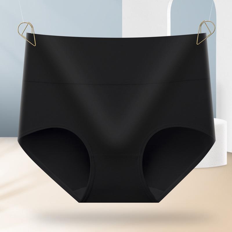 Women High Waist Solid Color Breathable Hip Lifting Tummy Control Cotton Underwear