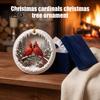 Charming Holiday Tree Accents 2 Pcs Red Bird Christmas Ornaments, 2D Round Acrylic Snowy Scene Classic Keepsake Ornaments Xmas Hanging Decoration for
