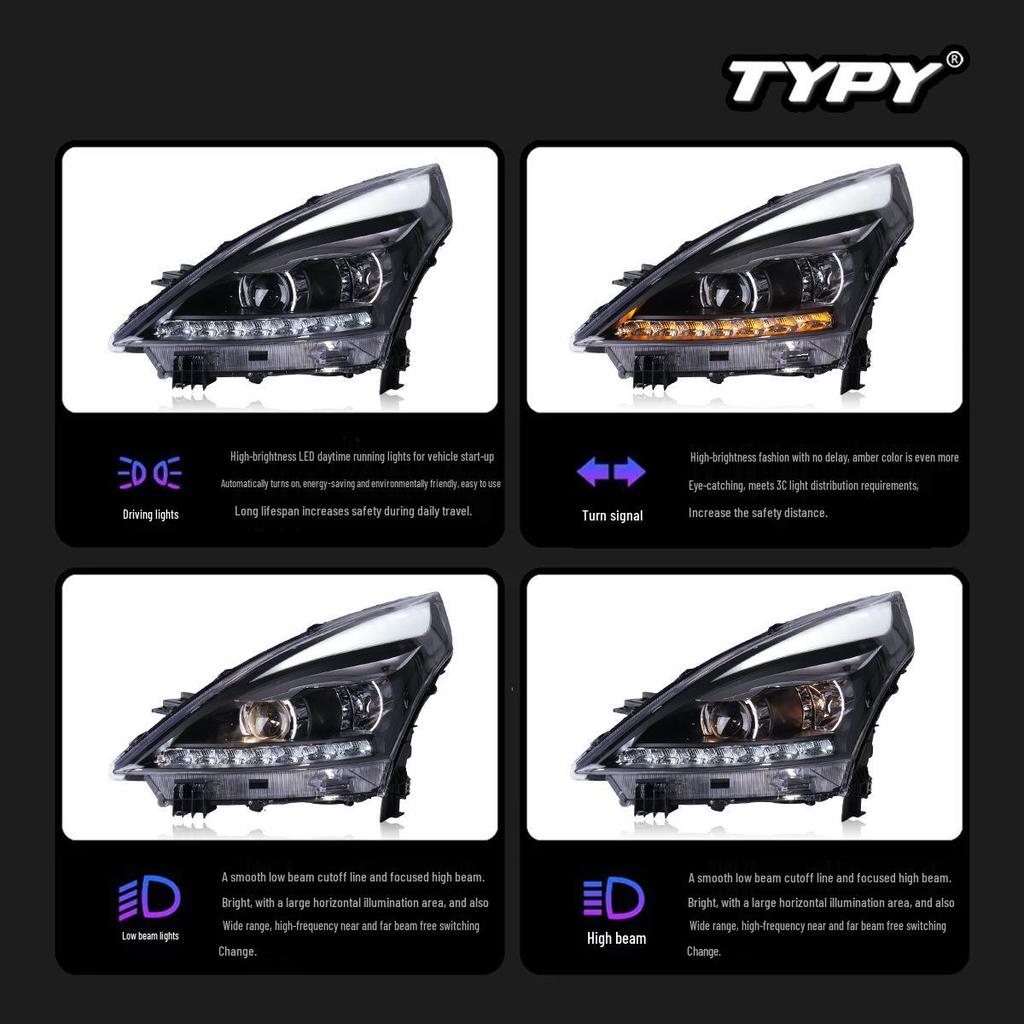 08-12 Nissan Teana LED Projector Headlights with DRL & Turn Signals