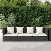 vidaXL Garten-Sofabett mit Kissen Poly Rattan Schwarz