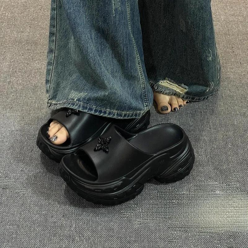 Silver Thi Heel Slippers Women's High Heel Outdoor Wear-Resistant Anti-Slip Odor-Proof Summer Outdoor Slippers