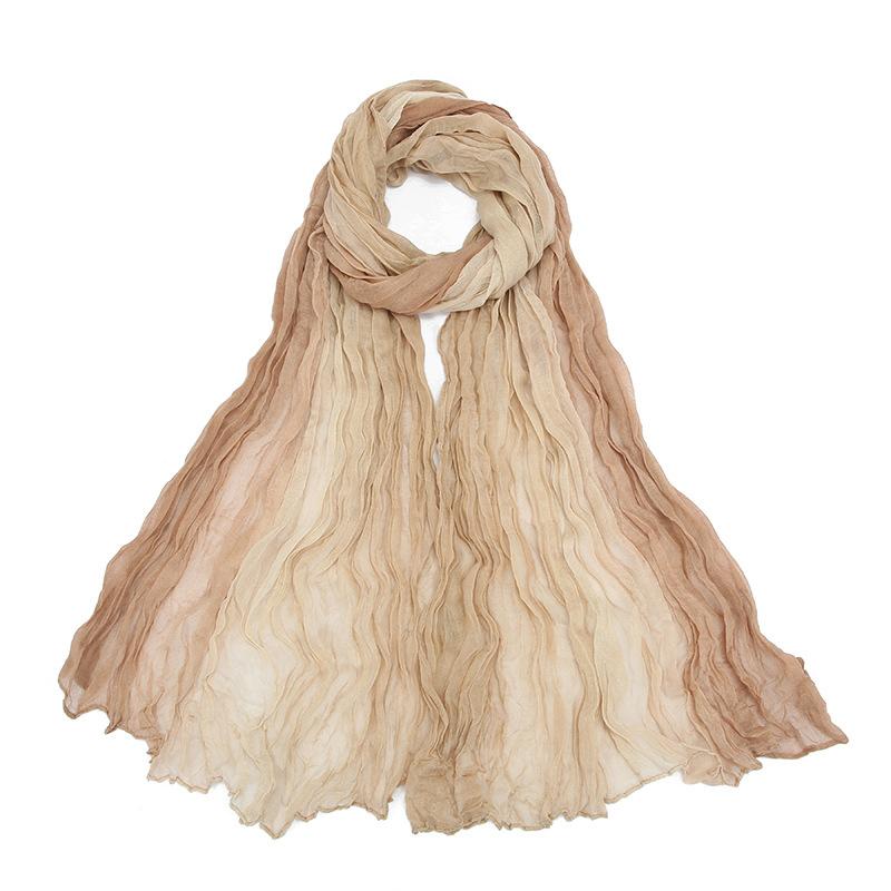 

Gradient Crumpled Scarf For Women Girls Students New Thin Patchwork Cotton Voile Scarves Soft Knitting Shawl Female Wrap Shawls хаки