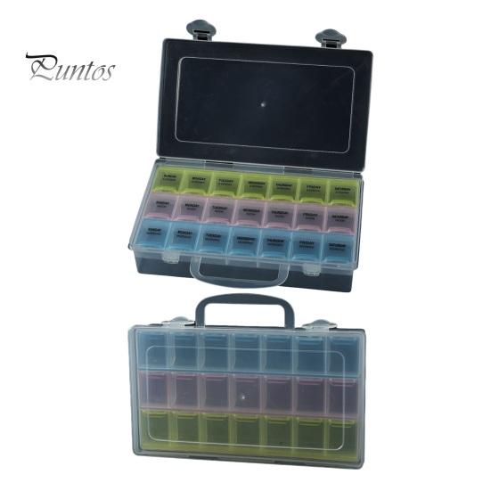 Wöchentlicher Pillen-Organizer, Aufbewahrungsbox mit Federdeckelverschluss, großes Fassungsvermögen, BPA-frei, große Kapazität, Medikamentenbox, Pillenbehälter