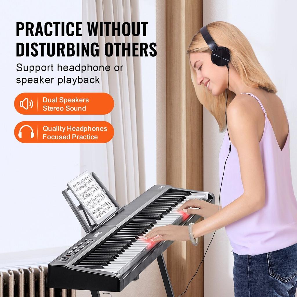 88 Key Digital Piano Keyboard Semi Weighted Full Size Electric Portable