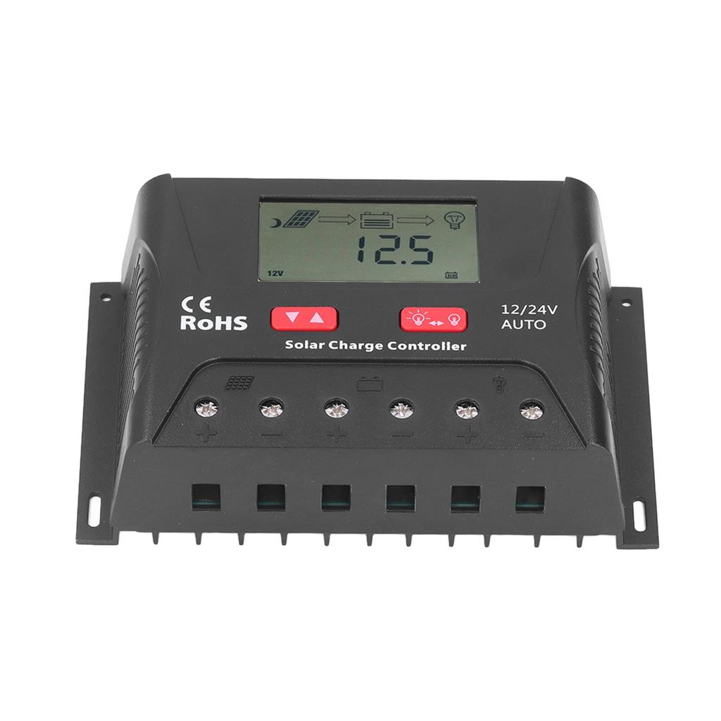 30A 12V/24V PWM Solar Charge Controller Regulator LCD Display Automatic Identification Adjustable Pa