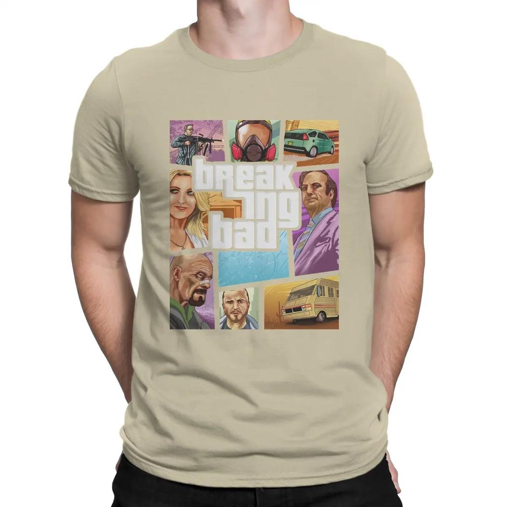 B-Breaking Bad Creative TShirt for Men Poster Round Collar Pure Cotton T Shirt Hip Hop Gift Clothes Streetwear