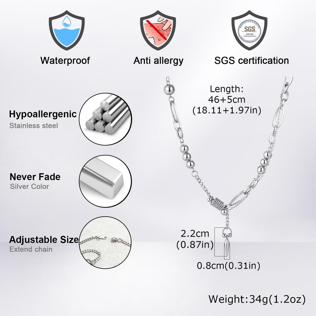 Hip-Hop Punk Rivet Pendant Necklace for Man, Stainless Steel Splicing Clavicle Chain Necklace, Fashion Jewelry Accessories