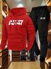 Men's AK Letter Print Casual Two-Piece Hoodie and Sweatpants Set