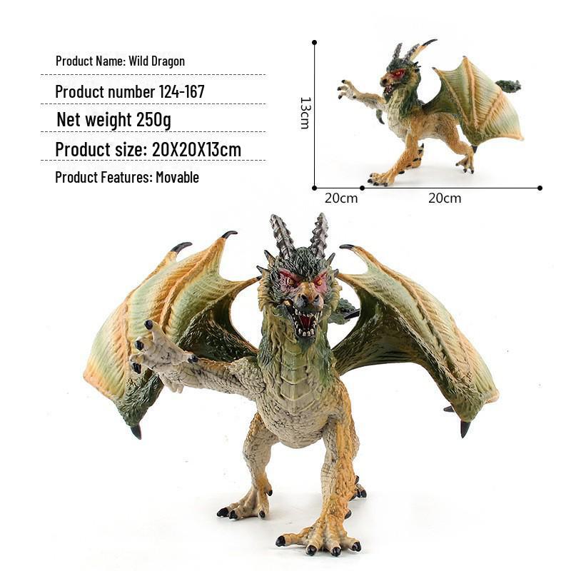 Warcraft Dragon Model Toy: Fire Rock & Stone Dragon, Movable Jaw, Dinosaur Ornament