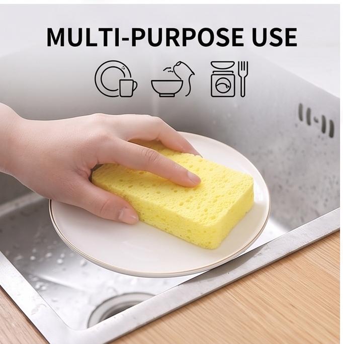Thickened Wood Pulp Sponges, Single Pack, Absorbent Non-Scratch Kitchen Dish Scrubbers