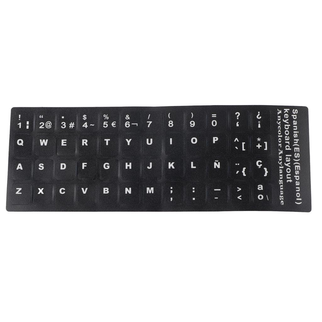 Keyboard Sticker Spanish Waterproof Black Background for 10in To 17in Laptop Notebook Desktop Computer