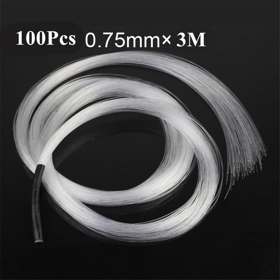 100 Pcs 0.75mmx3M End Glow Plastic Fiber Optic Cable Auto Car Ceiling Star Light