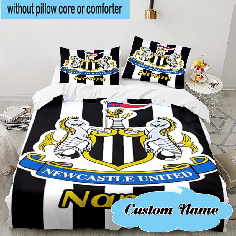 3PCS Custom Name Newcastle Crest Bedding Set, Including 1pc Duvet Cover And 2pcs Pillowcases, Suitable for Dorms and Bedrooms Gift